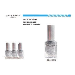 LACA DE UÑAS GLITER PLATA  6/U