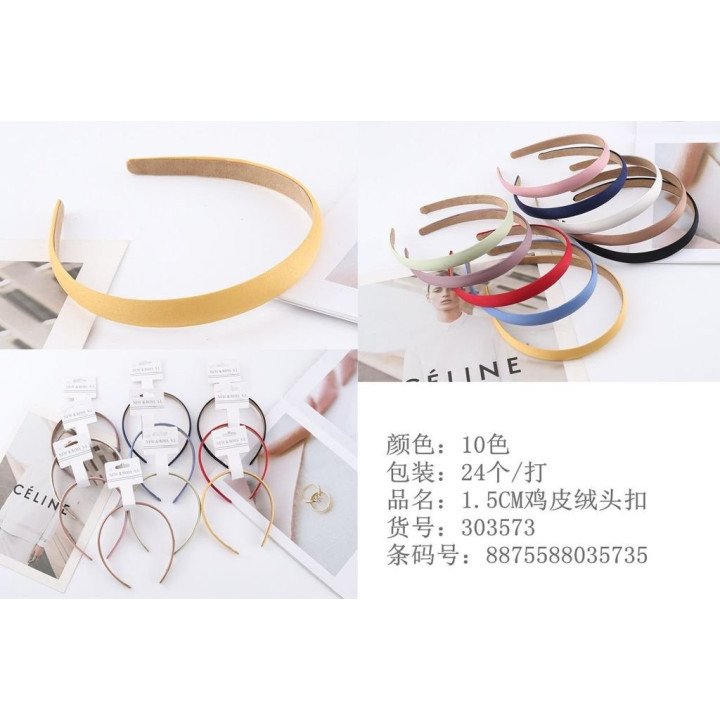 DIADEMAS 1.5CM C/FORRO COLOR 24/U N.B