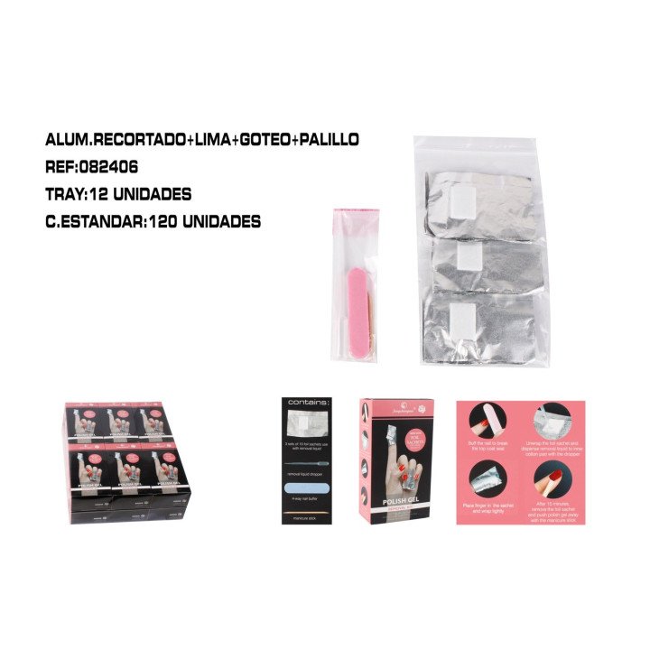 KIT 30 PAPEL ALUM.RECORTADO+LIMA+GOTEO+PALILLO 12/U 240/C