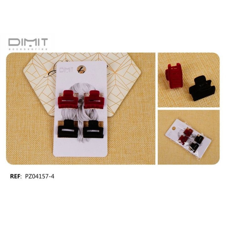 PACK4 PINZAS TERCIOPELO 12/U PZ04157-4