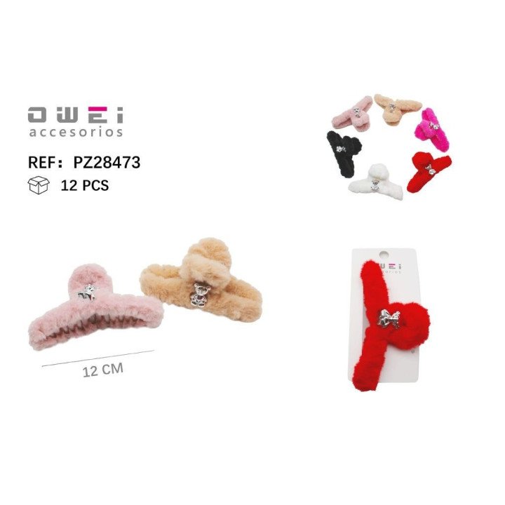 PINZA DE PELO PELUCHE 12CM 12/U PZ28473