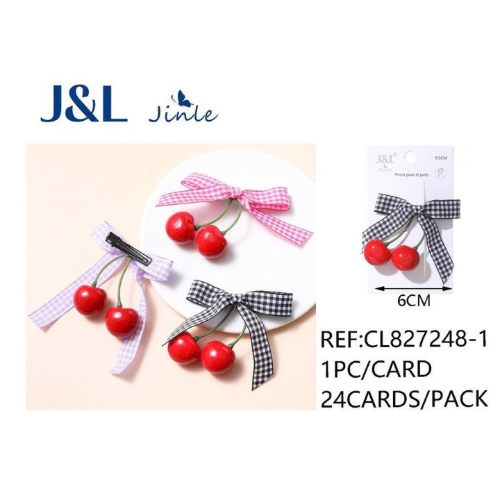 PINZA DE PELO CEREZA 6CM 12/U CL827248-1