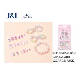 UÑAS POSTIZAS NIÑAS+PULSERA 12/U UN857805-3