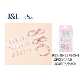 UÑAS POSTIZAS NIÑAS+PULSERA 12/U UN857805-4