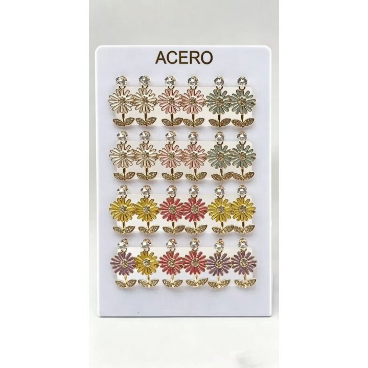 PENDIENTES FLOR ACERO 12/P NS